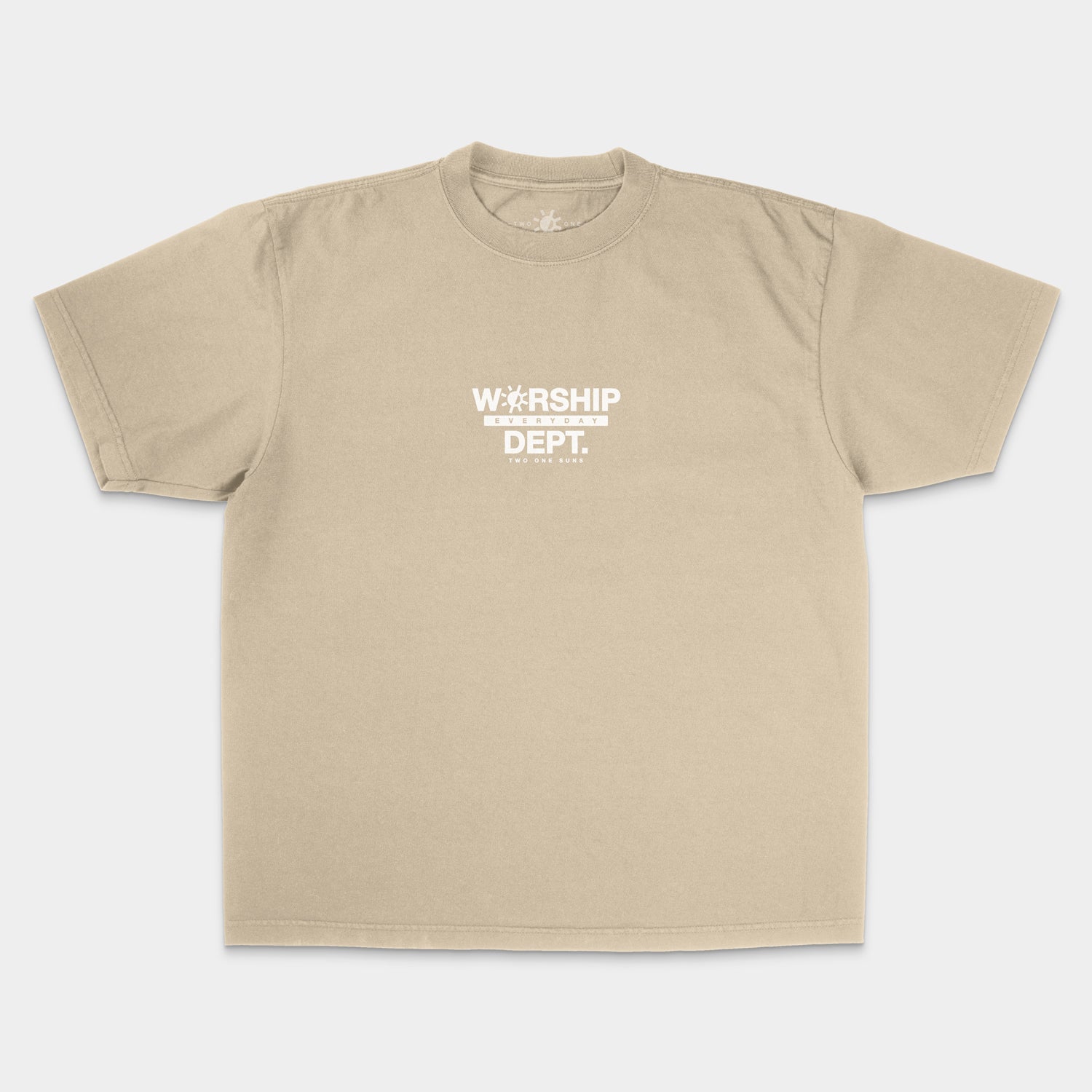 Worship Everyday Dept.] Oversized Boxy T-shirt - Beige – Two One Suns
