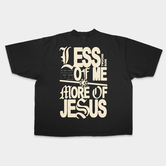 [LESS of ME / MORE of JESUS] Oversized Boxy T-shirt (Old English Edition)