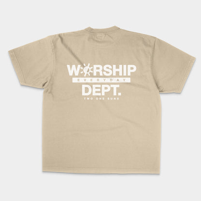 [Worship Everyday Dept.] Oversized Boxy T-shirt - Beige