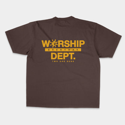 [Worship Everyday Dept.] Oversized Boxy T-shirt - Brown