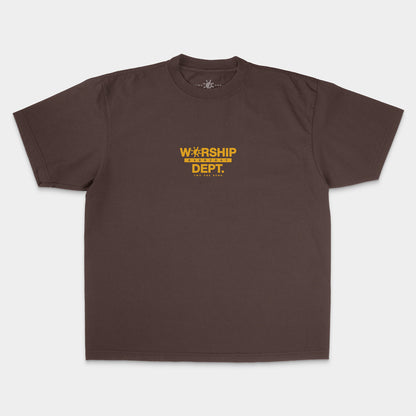 [Worship Everyday Dept.] Oversized Boxy T-shirt - Brown