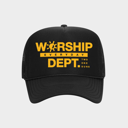 [Worship Everyday Dept.] Trucker Hat - Black/Yellow