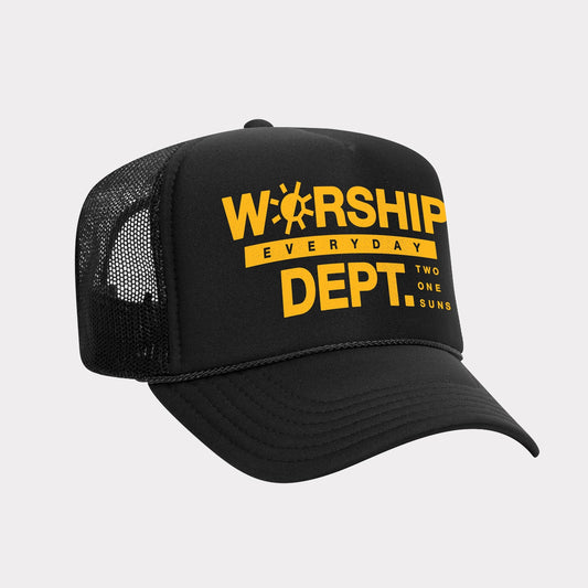 [Worship Everyday Dept.] Trucker Hat - Black/Yellow