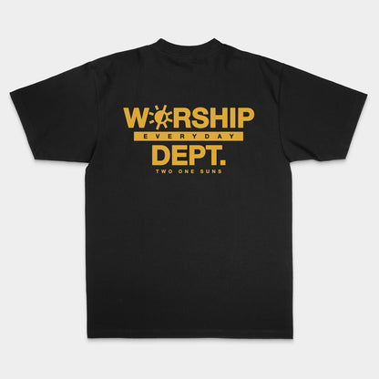 [Worship Everyday Dept.] T-shirt - Black/Yellow